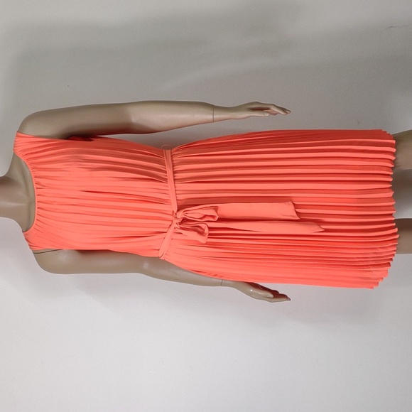 Banana Republic size 8 Neon orange accordion style sleeveless midi dress - Picture 12 of 12